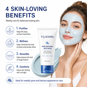 Mascarilla Facial Refrescante <span class=keywords><strong>de</strong></span> Barro Azul para Refinar los Poros, Cuidado <span class=keywords><strong>de</strong></span> los Poros y Puntos Negros, Control <span class=keywords><strong>de</strong></span> Grasa, Purificante <span class=keywords><strong>de</strong></span> Poros, Fórmula <span class=keywords><strong>de</strong></span> Secado Rápido - Product Image 4