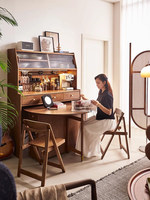 LMS Massivholz Runder Moderner Klappbarer Esstisch-Set Robust Platzsparend All-in-One für Hotelnutzung