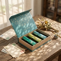 Boîte cadeau en carton écologique avec logo personnalisé pour ensemble de flacons de parfum cosmétique multi-pièces, parfum de découverte de luxe