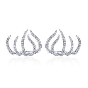 Orecchini a Perno E1775 in Oro Bianco con Cristalli e Strass, Gioielli Trendy da Donna per Uso Quotidiano - Product Image 6