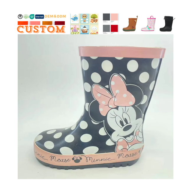 Popular OEM High Quality Mickeys Mouse Famous Cartoon Printing Waterproof No-slip Children's Rain Boots