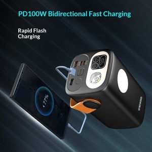 Портативный внешний аккумулятор PD100W с двусторонней быстрой зарядкой, литий-ионный, для использования на улице, с фонариком, аварийный источник питания для мобильных устройств - Product Image 3