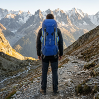 Sac à dos de randonnée 55L à armature interne en nylon Ripstop, idéal pour le trekking, le camping et l'alpinisme, avec suspension réglable, logo personnalisé, OEM