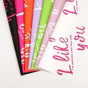 Luxury 58*58cm/pcs I Like You <b>Pattern</b> Printed Waterproof PP Plastic Flower Wrapping <b>Paper</b> Gift Wrap <b>Paper</b> - Product Image 3