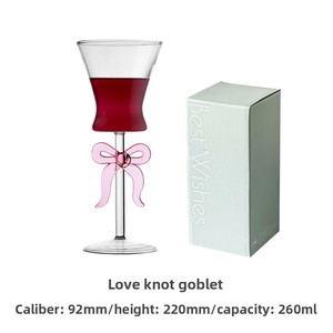Juego de Copas de Vino Tinto Creativas con Lazo y Cuerda de Nudo de Amor, Caja de Regalo Grande para Boda, Copas de Vino Elegantes con Lazo - Product Image 2