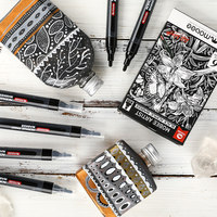 MOBEE P-966B6B 6 pièces/ensemble stylos à peinture acrylique à base d'eau prix usine marqueurs acryliques noirs pour la peinture et l'artisanat