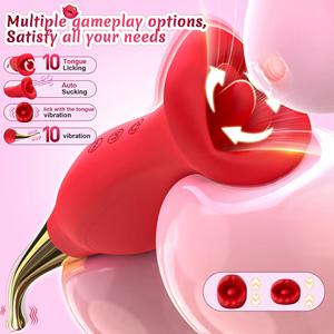 Simulador de Sexo Oral, Vibrador con Lengua para Lamer el Clítoris y Estimular el Punto G, Masajeador de Cola, Doble Estimulación, Vibración, Silicona, Juguete Sexual para Adultos - Product Image 6