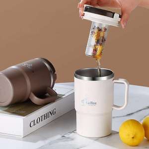 แก้วกาแฟสแตนเลสสุญญากาศ <span class=keywords><strong>3</strong></span> in 1 พร้อมที่กรองชา ช้อนพับได้ ป้องกันการรั่วซึม เหมาะสำหรับเดินทางและใช้ในออฟฟิศ - Product Image 3