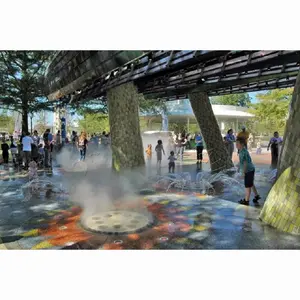 免费设计花园公园广场梦幻般的人造雾喷泉表演
