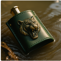 Bouteille de parfum de luxe pour hommes et femmes conteneur en cuir rechargeable en relief avec capuchon en or emballage cadeau de surface sérigraphiée