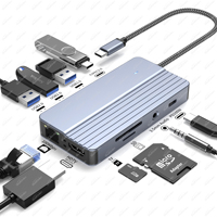 Station d'accueil USB-C personnalisée 11-en-1 avec adaptateur multiport double et charge PD 100W pour ordinateur portable – Cadeau promotionnel