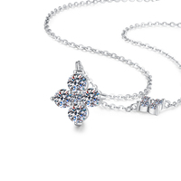 Perhiasan Elegan Perak Sterling S925 4mm&3mm VVs1 Moissanite Liontin Bentuk Bunga Ganda Kalung Hadiah Ulang Tahun untuk Wanita