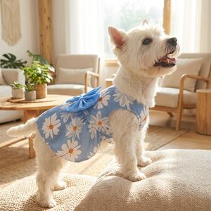 Pakaian Anjing Kucing Motif Poliester Modern Musim Semi Musim Panas, Rok Jaring Bergaris dengan Tali Selempang, Gaun XS-XL, Pakaian Hewan Peliharaan - Product Image 2