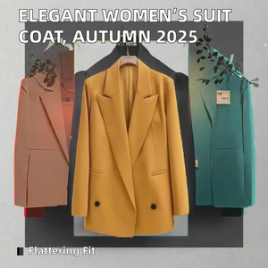 เสื้อโค้ทสูทผู้หญิง แขนยาว ปกเชิ้ต ผ้าอ็อกซ์ฟอร์ด สีพื้น ย้อมสีธรรมชาติ เป็นมิตรกับสิ่งแวดล้อม สไตล์เกาหลี สำหรับฤดูใบไม้ผลิ/ฤดูใบไม้ร่วง ปี 2025 เหมาะสำหรับใส่ทำงาน - Product Image 2