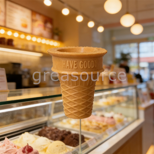 Lot de 7 cônes à gaufres plats 6x7cm en plastique, motif cœur, en mousse écologique, pour glaces factices et DIY - Product Image 3