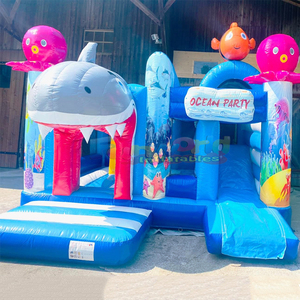 Castillo inflable con temática del mundo marino, castillo hinchable comercial para niños con tobogán. - Product Image 3