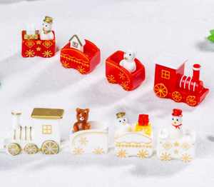 Decoración navideña coleccionable, mini Casa de pueblo, muñeco de nieve, caja de regalo, árbol, tren de Santa Claus, estatuilla navideña y juguetes, adornos para jardín - Product Image 4