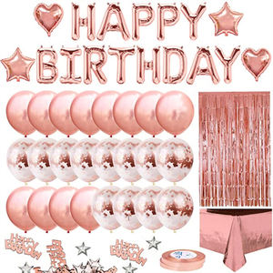 Hoja de oro rosa flecos cortina mantel accesorio Feliz cumpleaños Banner globos conjunto fiesta suministros para Navidad Halloween - Product Image 2