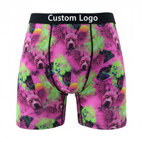 Caleçons Boxers Tricotés pour Hommes, Imprimé Pitbull Ailé Rose pour Amateurs de Chiens, en Soie Glacée Douce, Haute Élasticité, Taille Mi-Haute, Respirants