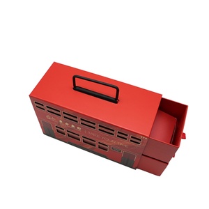 Recyclable Cardboard Box for Holiday Gifts with Handles (paper Slide Drawer), Glossy and Matte Laminated Embossed Design - Product Image 3