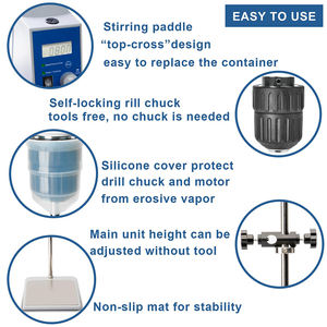 WEIAI LCD Digital Overhead Mixer 40L Alimentos Cosméticos Pintura Tinta Asfalto 50000 MPas Agitador eléctrico para laboratorio - Product Image 2