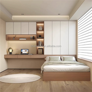 Custom Budget-Friendly Compact Bedroom Furniture Durable Solid Wood Bed <b>Desk</b> & Wardrobe Sets for <b>Small</b> Studio Apartments & Hotel - Product Image 5