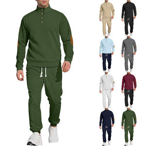 Conjunto de Sudadera y Pantalones de Manga Larga con Cuello Alto para Hombre, Cintura Elástica, Transpirable, para Deportes al Aire Libre, Estilo Casual, Jacquard - Product Image 1