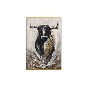 Huamiao usine personnalisée <span class=keywords><strong>peinture</strong></span> à l'huile peinte à la main animal toile <span class=keywords><strong>buffle</strong></span> sauvage boeuf texturé <span class=keywords><strong>peinture</strong></span> à l'huile - Product Image 2