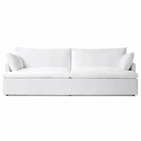 Canapé 2 places moderne et minimaliste en tissu, revêtement texturé en lin, pieds en bois massif, mobilier de salon, bureau à domicile