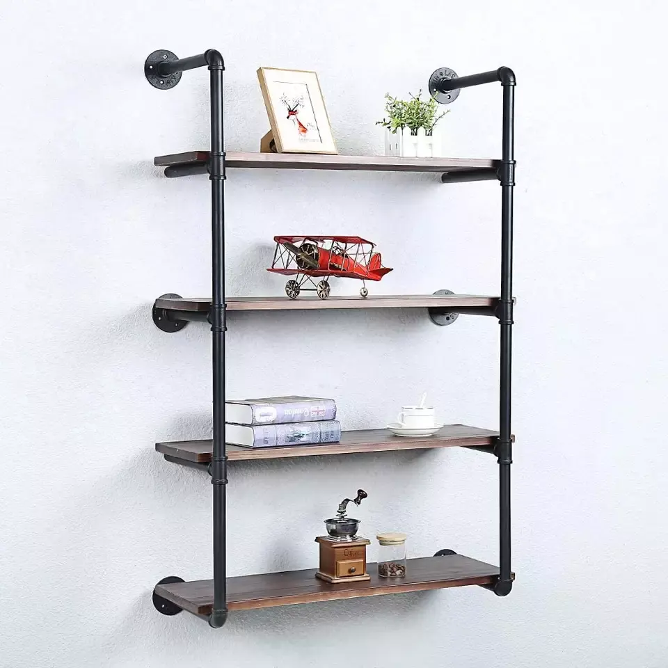 DIY Punk Style Wall Shelving Unit from Brick House and Furniture Table Legs with Malleable Iron Home Furniture Metal Retro BS