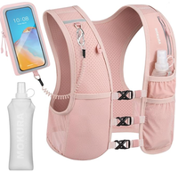 Sac à dos d'hydratation 5L avec deux flacons souples de 1500 ml, sac de course réglable avec sangle de poitrine, léger, pour marathon, cyclisme, randonnée