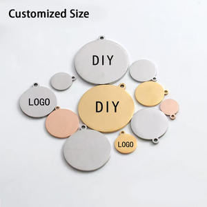 Pendentif rond en acier inoxydable pour la fabrication de bijoux DIY, breloques vierges personnalisables avec logo, accessoires de collier - Product Image 1