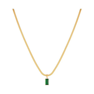 สร้อยคอจี้แฟชั่นวินเทจย้อนยุคหรูหราฝังเพทายสี่เหลี่ยมคลาสสิกเหล็กไทเทเนียมลิงค์โซ่ชุบทองสไตล์คลาสสิก - Product Image 2