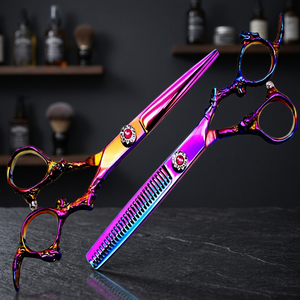 Tijeras profesionales para entresacar cabello ASAP para diestros, de titanio sostenible con recubrimiento de plasma, acero inoxidable color oro rosa, mango largo, 28 - Product Image 3