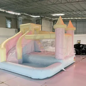 CQ Factory Made Aufblasbare Macron Wasser rutsche Castle Bounce House mit Pool