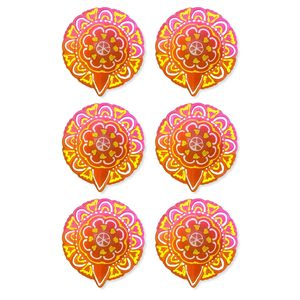 Wholesale Soul Mantra Handpainted Rangoli Diya Set 6 Terracotta Clay Oil <b>Lamps</b> Durable <b>Glitter</b> Multicolor Traditional Indian - Product Image 1