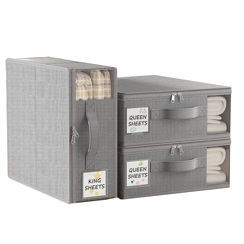 Boîte de rangement pliable pour drap de lit en tissu de lin de haute qualité pour la maison Cube de rangement pour draps Organisateur de literie
