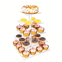 Support à gâteau carré transparent en acrylique, imprimé UV et gravé au laser, support à dessert à étages de qualité supérieure, luxe minimaliste