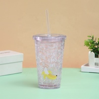 Tasse de glace cassée créative d'été HYRI-PC-010, petite tasse de paille en plastique fraîche double tasse de mode de jus de boisson froide tasse d'eau