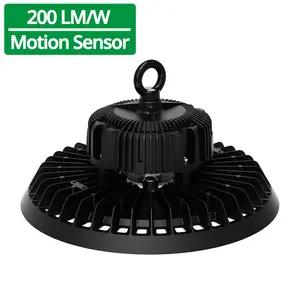 200 ลูเมนต่อวัตต์ 100W 150W UFO Highbay LED Light เซ็นเซอร์ตรวจจับความเคลื่อนไหวสําหรับคลังสินค้า 200W UFO High Bay Light