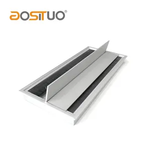 Ojal de aluminio antipolvo de doble apertura, 300x140mm, gestión de cajas de cables de escritorio de oficina