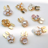 Boutons de chemise décoratifs pour femmes, style champignon perlé, 17 mm, avec strass