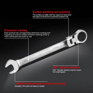 Clé à cliquet combinée industrielle OEM de 14 mm avec cliquet flexible à 72 dents et couple de 160 Nm - Product Image 2