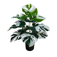 Yopin-6120 Vente en gros de feuilles de Monstera artificielles vertes, plantes vertes en pot pour la décoration de la maison
