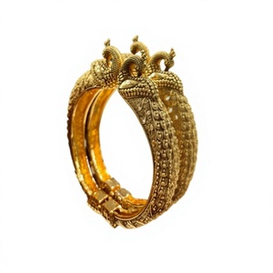 Classy Premium Quality Brass Gold Plated Moissanite Two Set Of Fashion Bangles For Women Wedding Wear Collection - Product Image 2