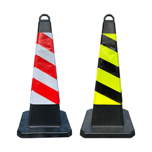 Cône de signalisation carré noir de 720 mm, cadre en plastique HDPE haute visibilité, barrière routière, barrière de sécurité réfléchissante jaune et noire - Product Image 6