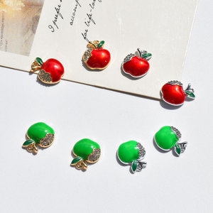Pendentif en alliage en forme de pomme avec strass pour la fabrication de boucles d'oreilles, accessoires de bijoux, couleurs mélangées, composants de bricolage - Product Image 3