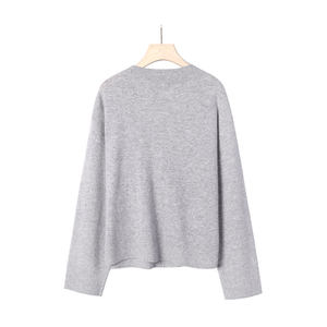 Ropa de diseñador personalizada, prendas de punto para mujer, suéter gris con botones y cuello en V de Color sólido, cárdigan de Cachemira para mujer - Product Image 2