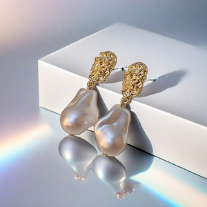 Kadınlar için Vintage Zarif Gümüş İğneli Retro Barok Şekilli İnci Küpeler İnci Sarkıt Basit Düzensiz Toptan Gelin Küpeleri - Product Image 5