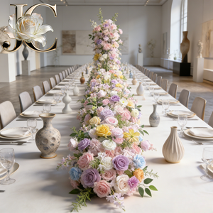 Guirlande de fleurs en soie JC <span class=keywords><strong>Champagne</strong></span> Hydrangea, chemin de table floral de qualité supérieure - Product Image 1